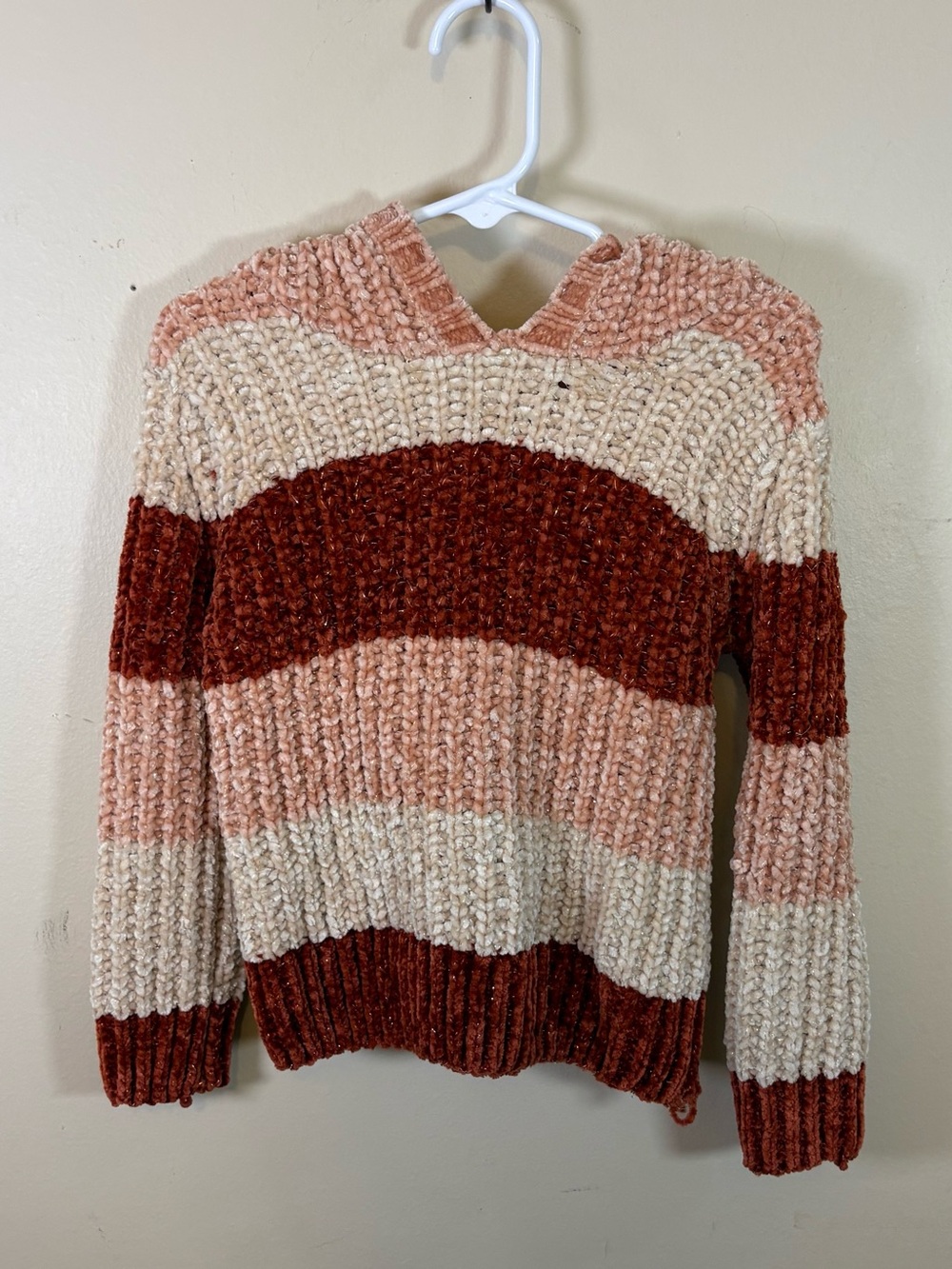 Derek Heart Knit Hooded Sweater Size 4 Striped Fall Winter